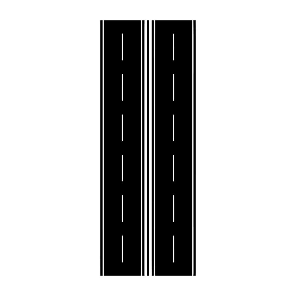 A black and white image of a road with two lines vector