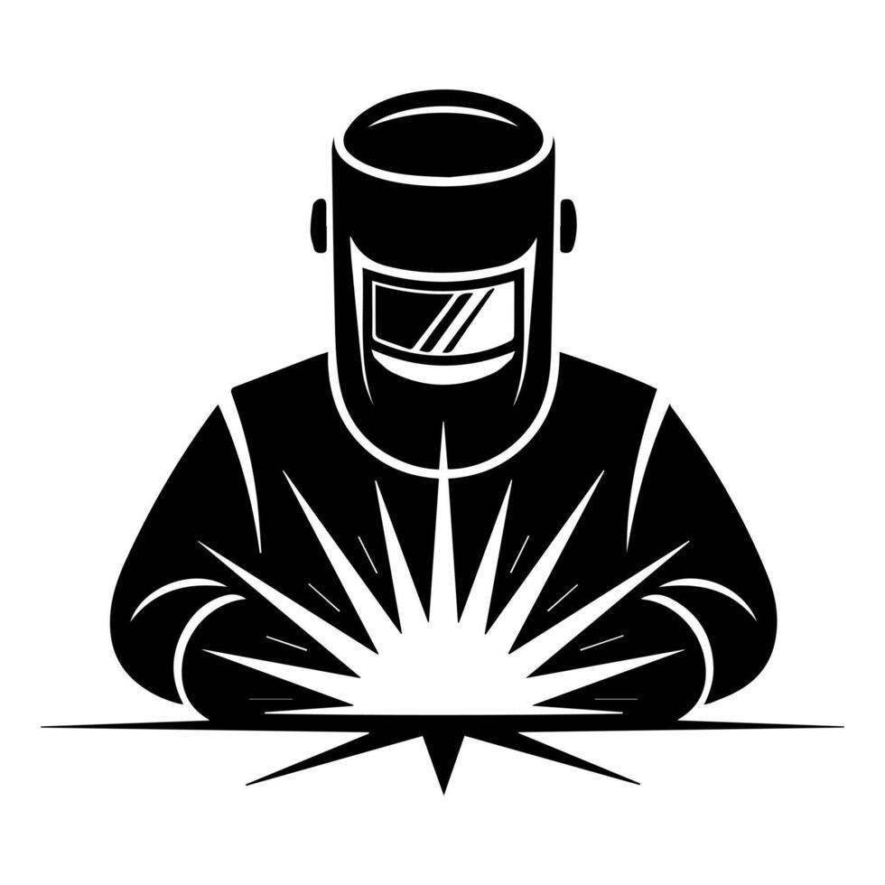 Welder with welding helmet and welding torch illustration vector