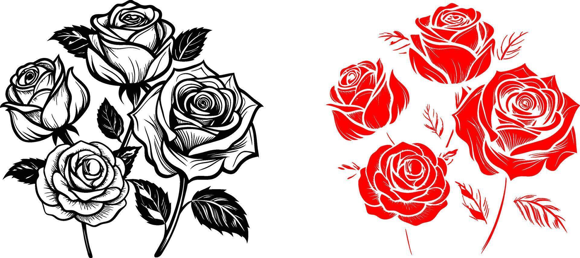 set of Roses design vector
