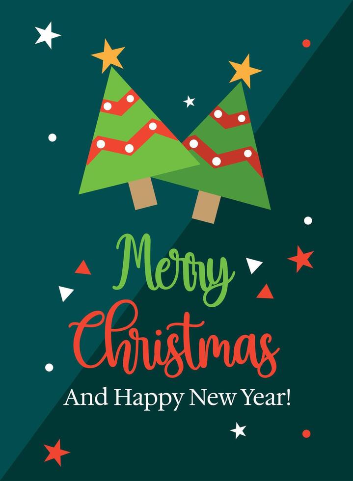 Vertical minimalist Merry christmas card vector