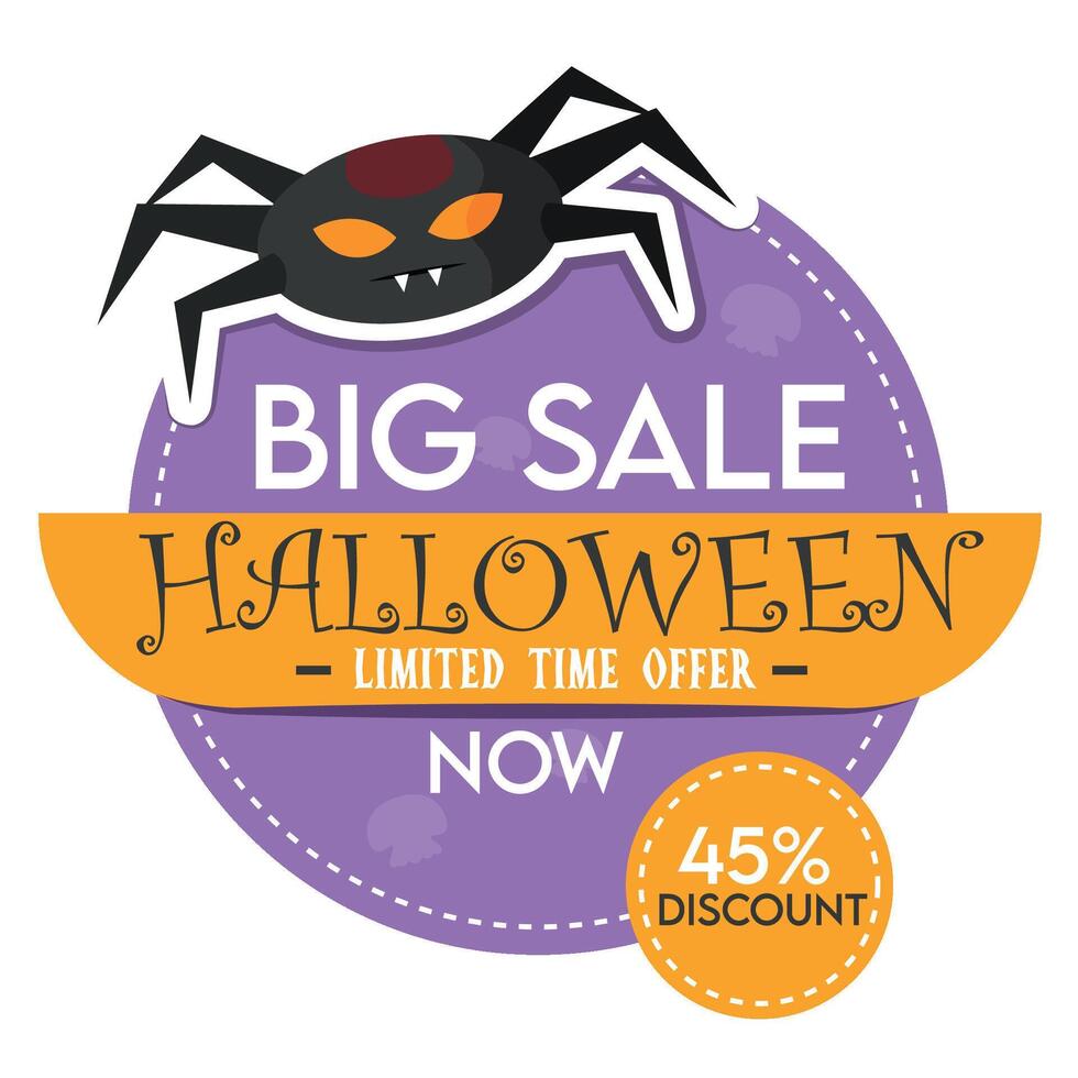 Isolated halloween discount label with a spider icon vector