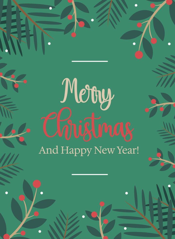 Vertical merry christmas card vector