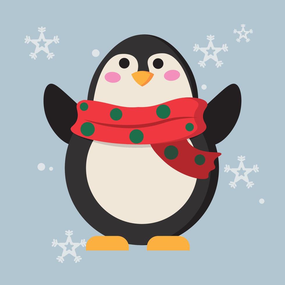 Cute christmas penguin character vector
