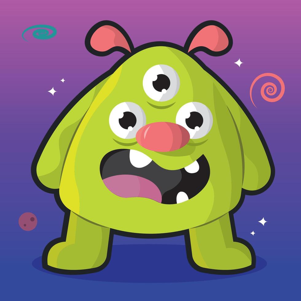 Yellow alien with pink nose. vector