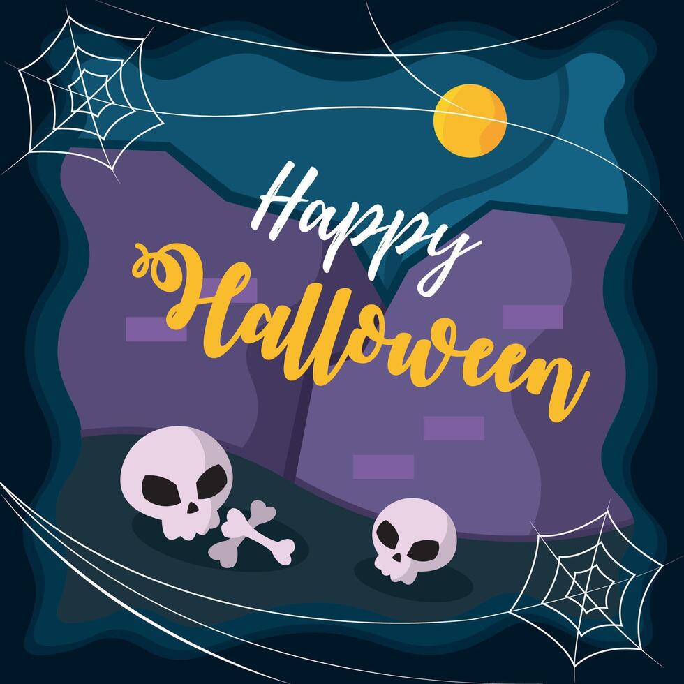 Skulls and webs halloween. vector