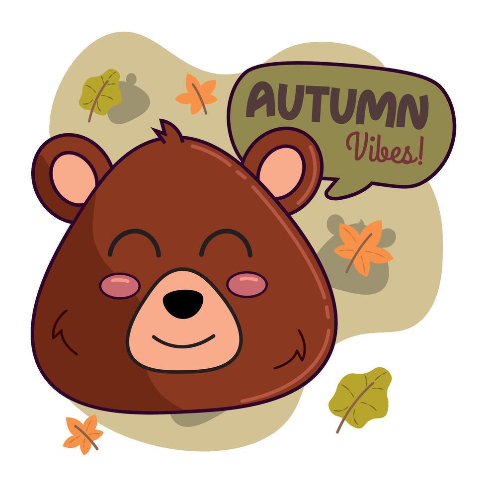 Cute autumn bear character vector