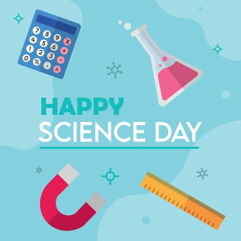 Magnet and lab tools flat design. vector