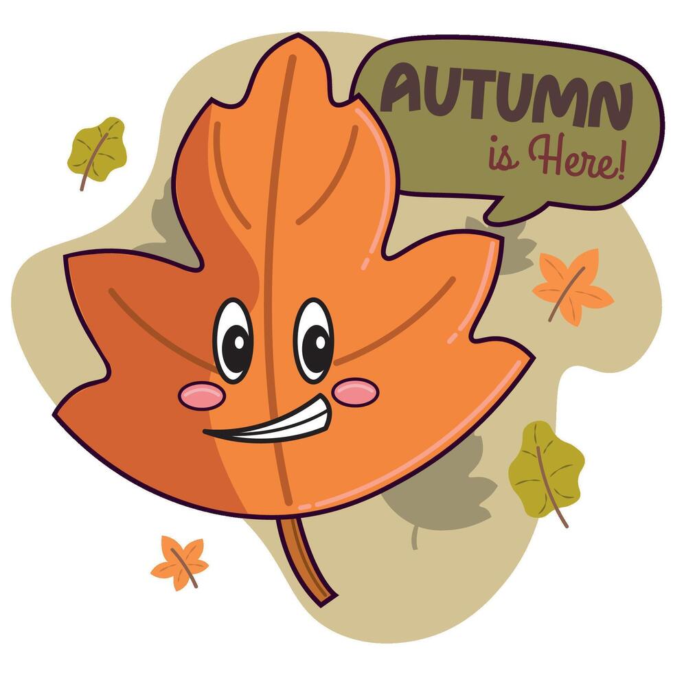 Cute happy autumn seasonal leaf character vector