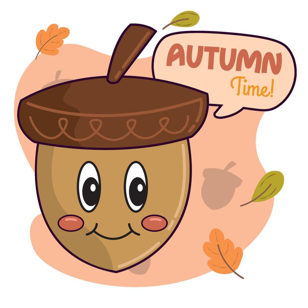 Cute autumn nut character vector