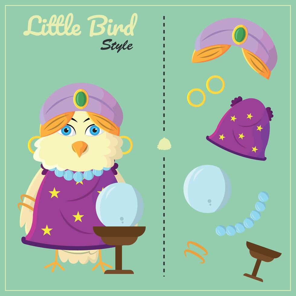 Fortune teller bird set. vector