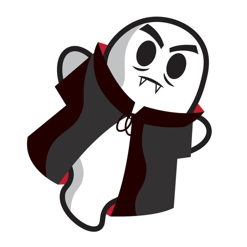 Cute halloween ghost character on vampire costume vector