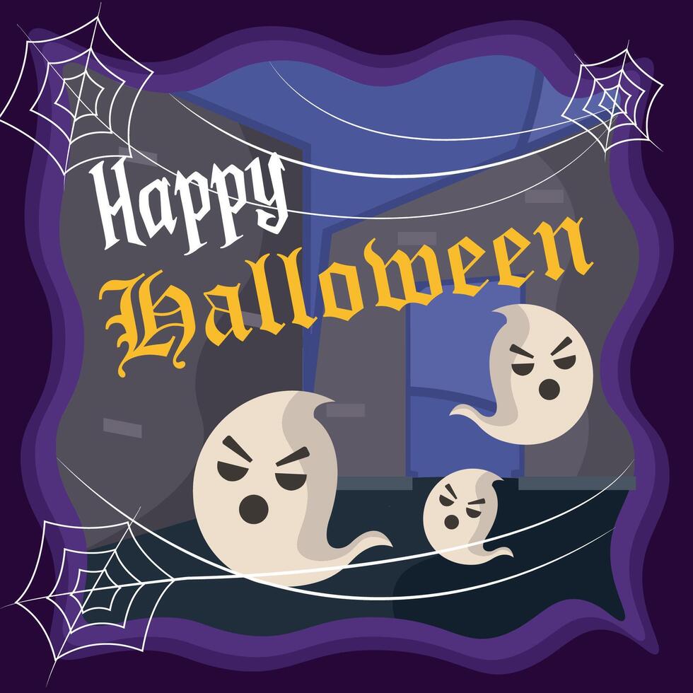 Angry ghosts with webs. vector