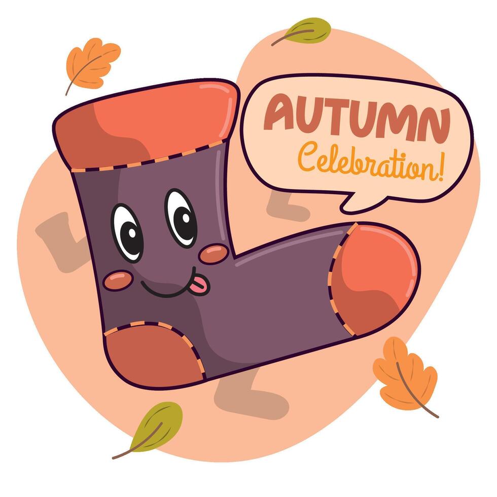 Cute happy winter sock character vector