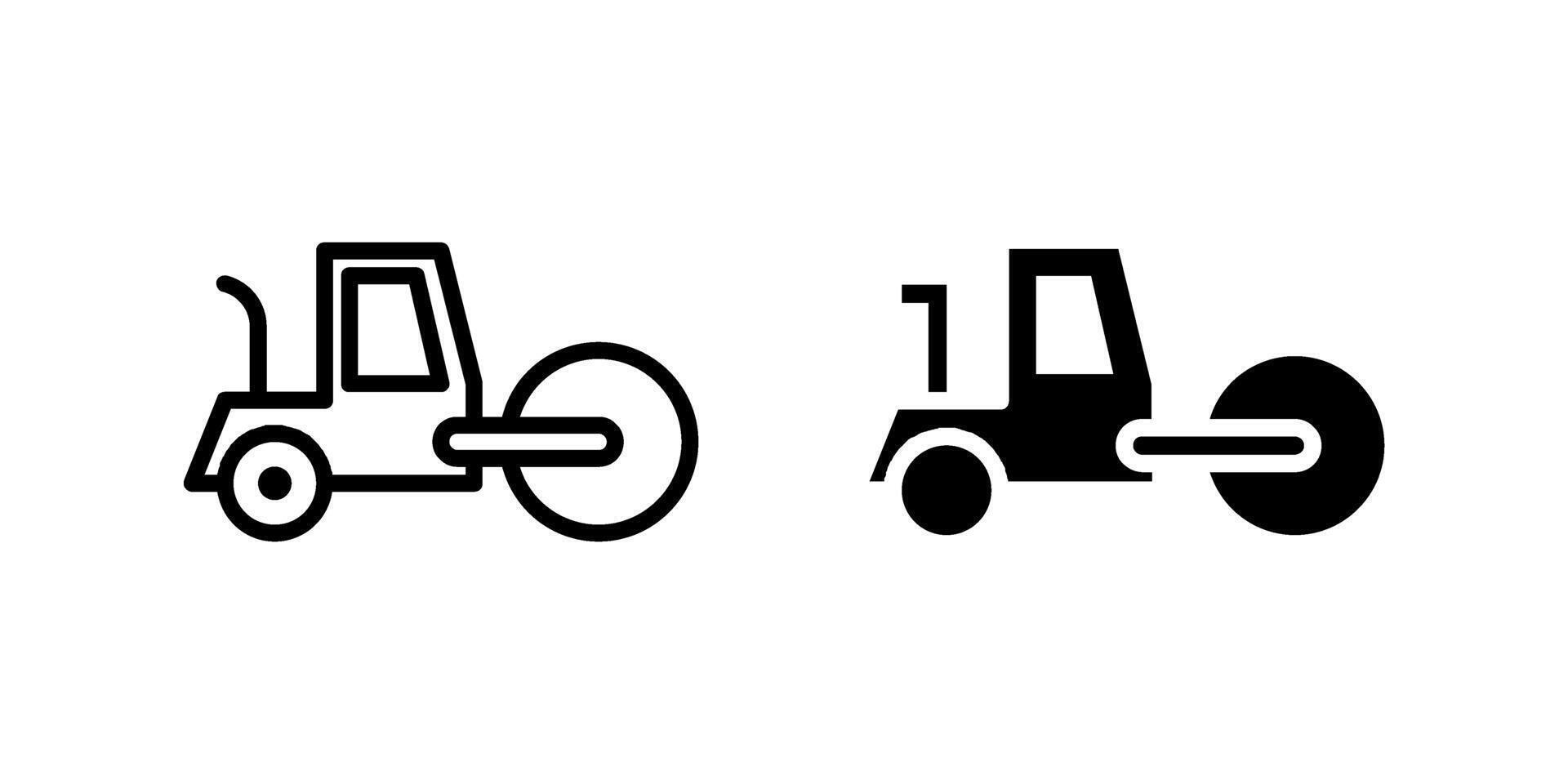 Smooth Road Roller Icon Set vector