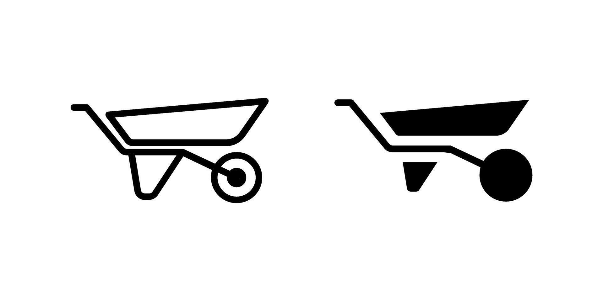 Sturdy Wheelbarrow Icon Set vector