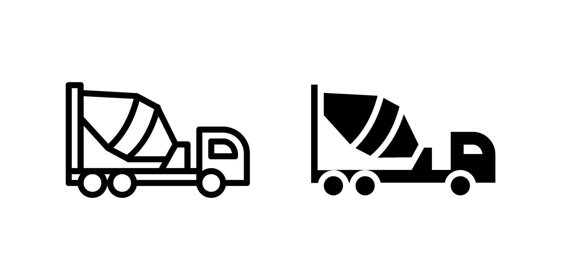 Industrial Cement Truck Icon Set vector
