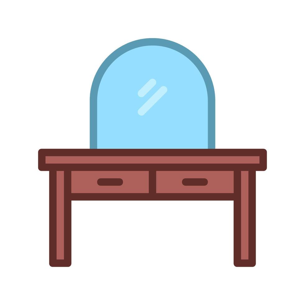 Outline filled dresser desk for vanity use vector