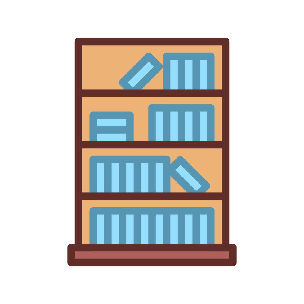 Outline filled bookcase for study areas vector