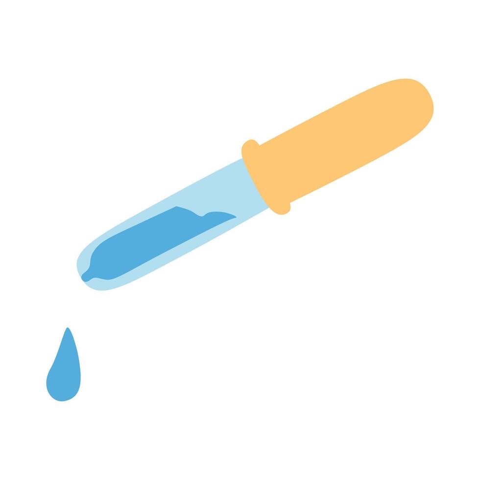 Pipettes with a drop on the tip. Lab glassware, isolated, illustration vector