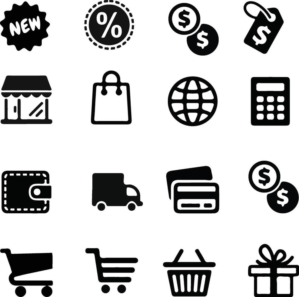 Collection of shopping and ecommerce icons shopping icons set illustrations vector