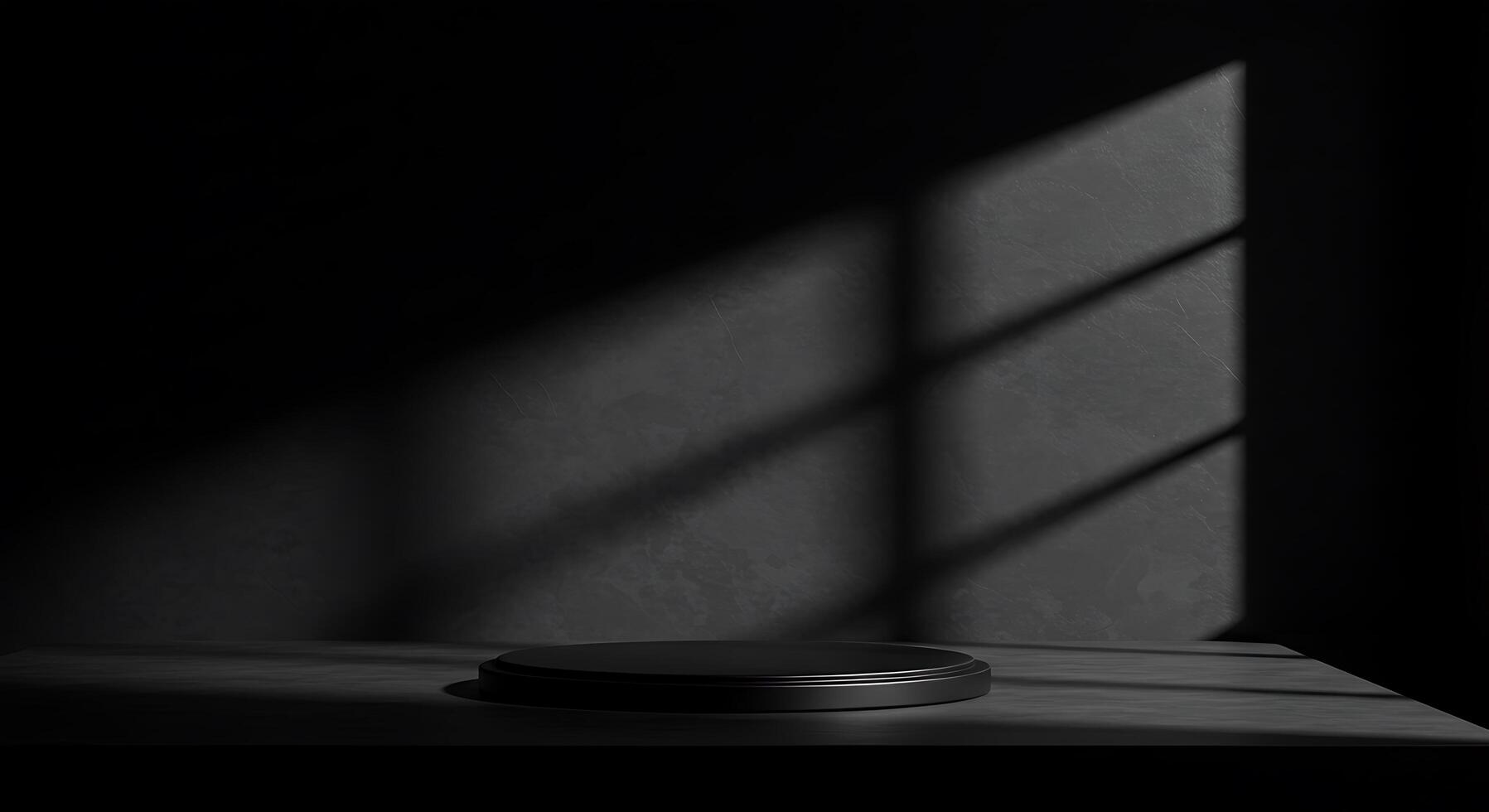 A black table with a lamp on top of it photo
