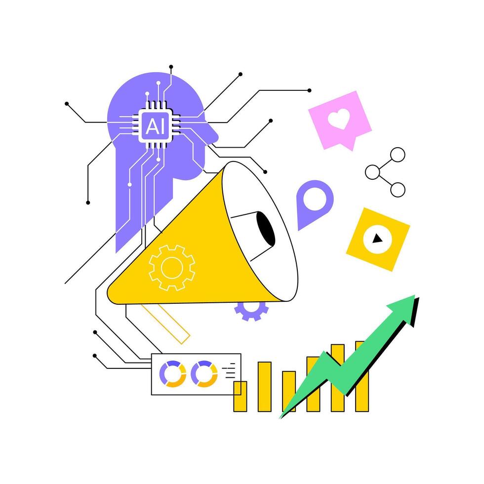 AI-Driven Content Distribution abstract concept illustration. vector