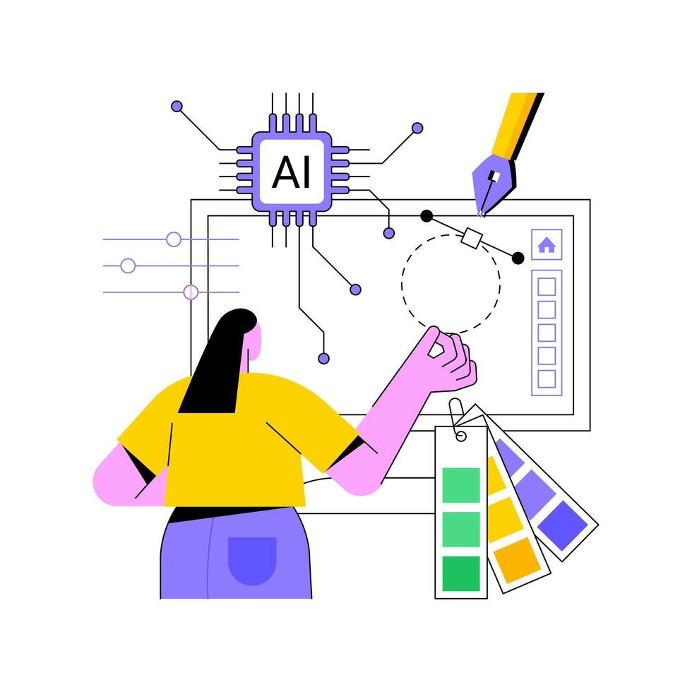 AI-Powered Graphic Design abstract concept illustration. vector
