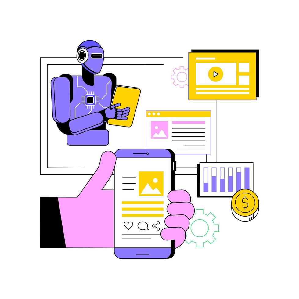 AI-Driven Content Curation abstract concept illustration. vector