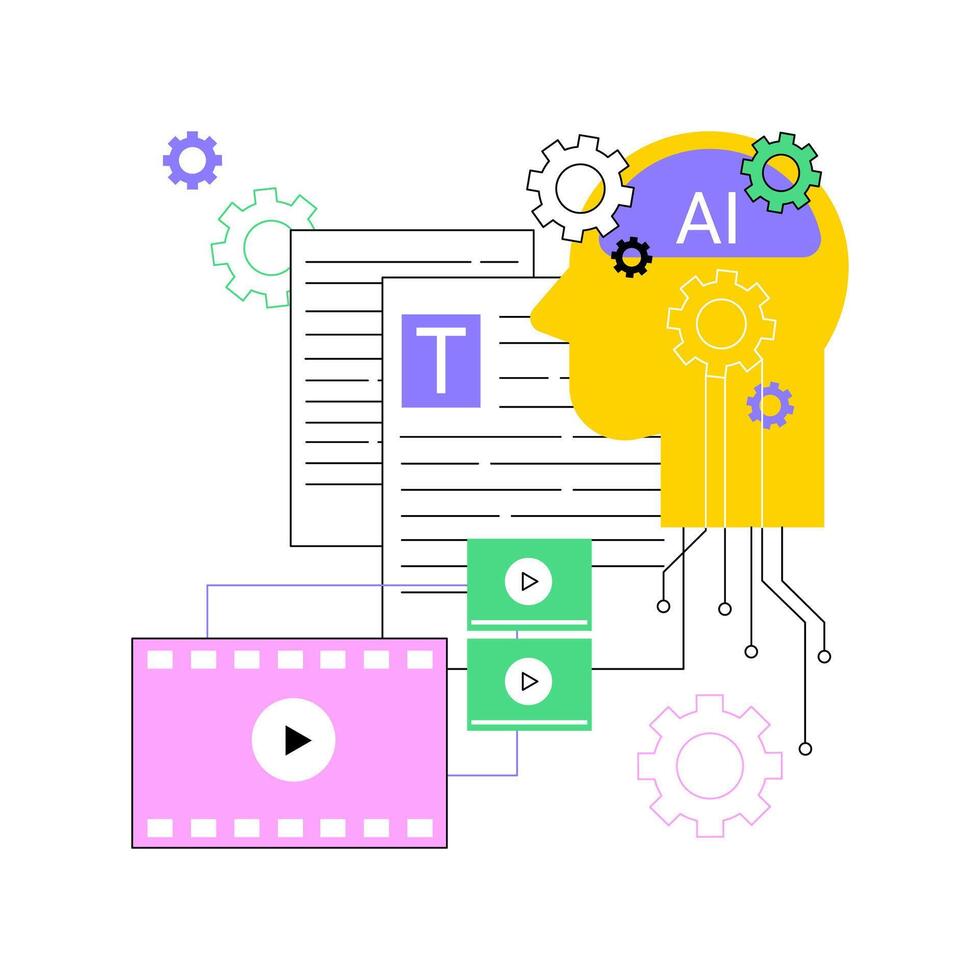 AI-Powered Scriptwriting abstract concept illustration. vector