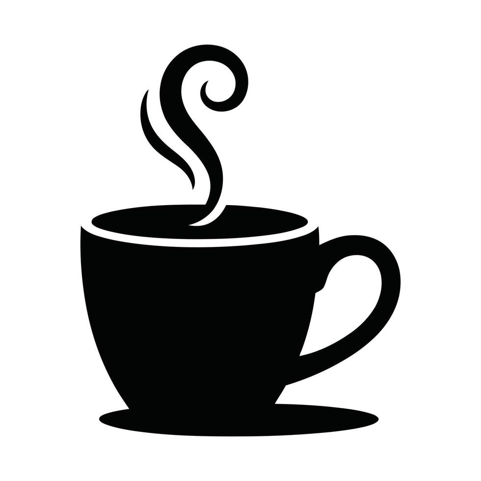 Hot Coffee Cup Silhouette with Rising Steam vector
