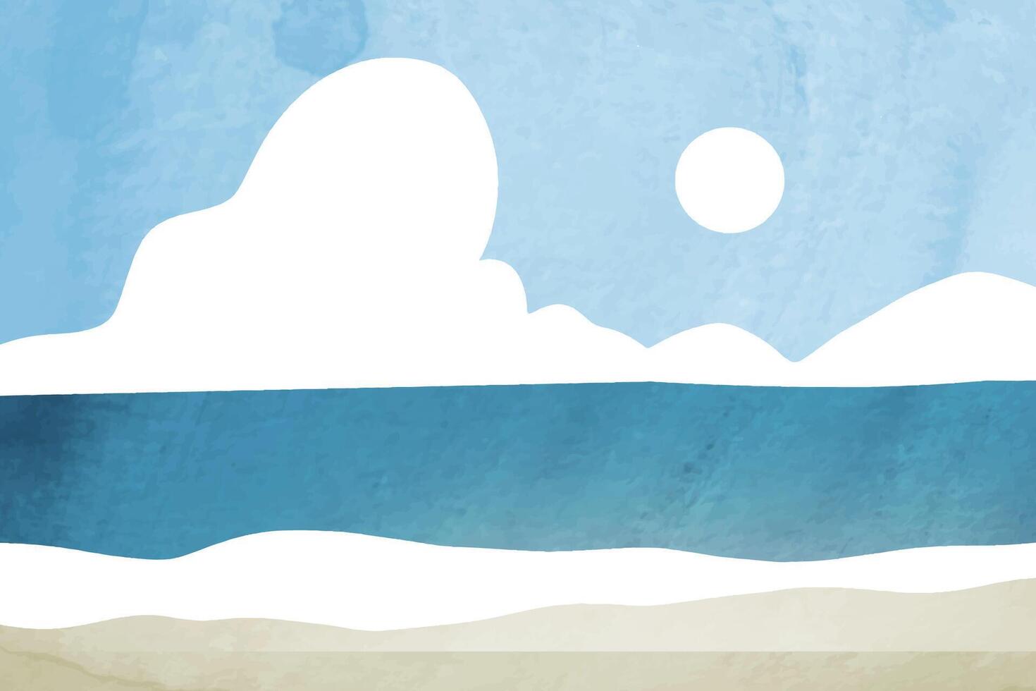 Summer tropical sand beach watercolor with paper texture style background vector