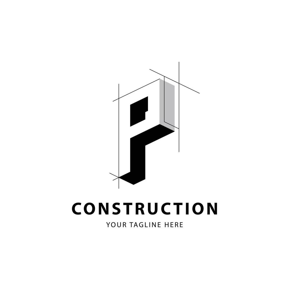 Letter P logo for construction and architecture. Property logo template illustration for your brand. vector