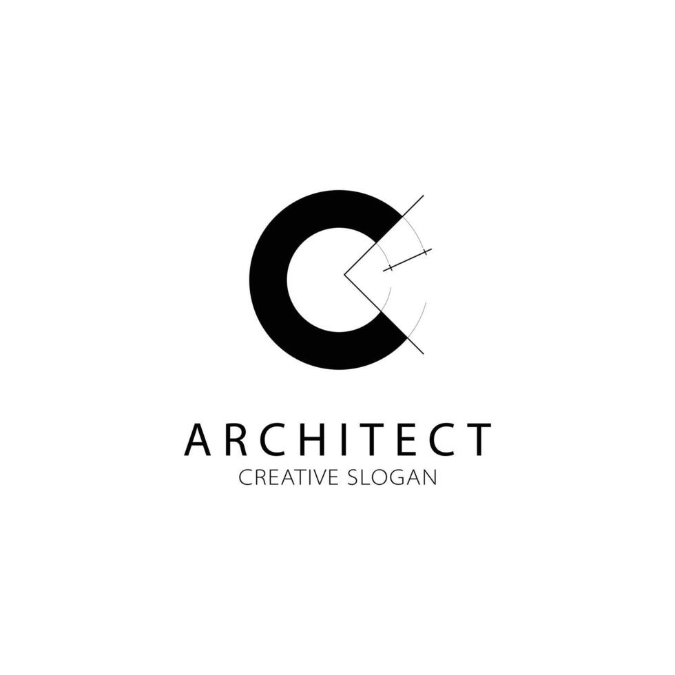 Letter C architecture logo for architect and construction company. vector