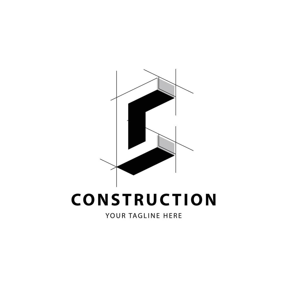 Letter C logo for construction and architecture. Property logo template illustration for your brand. vector