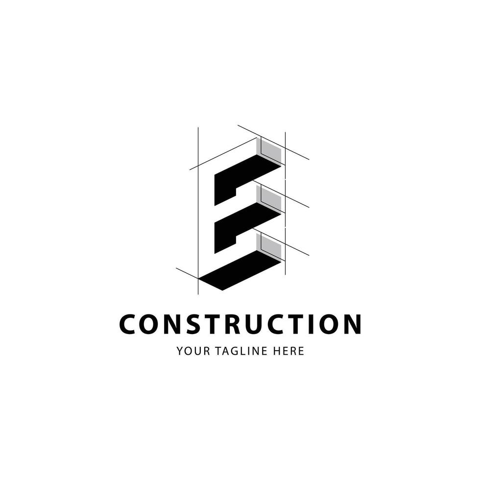 Letter E logo for construction and architecture. Property logo template illustration for your brand. vector