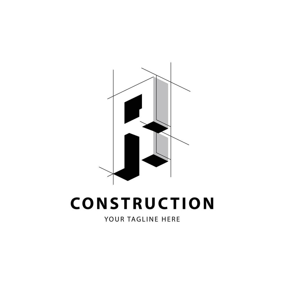 Letter R logo for construction and architecture. Property logo template illustration for your brand. vector