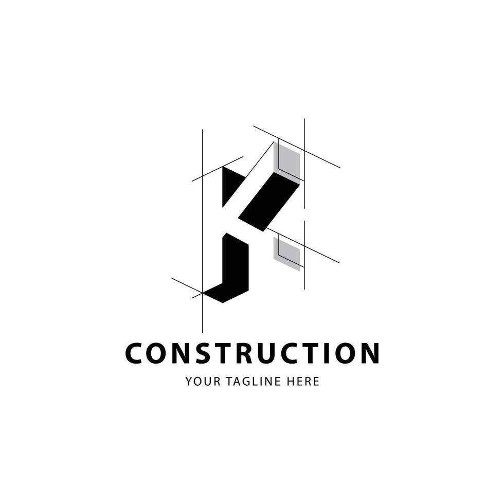 Letter K logo for construction and architecture. Property logo template illustration for your brand. vector