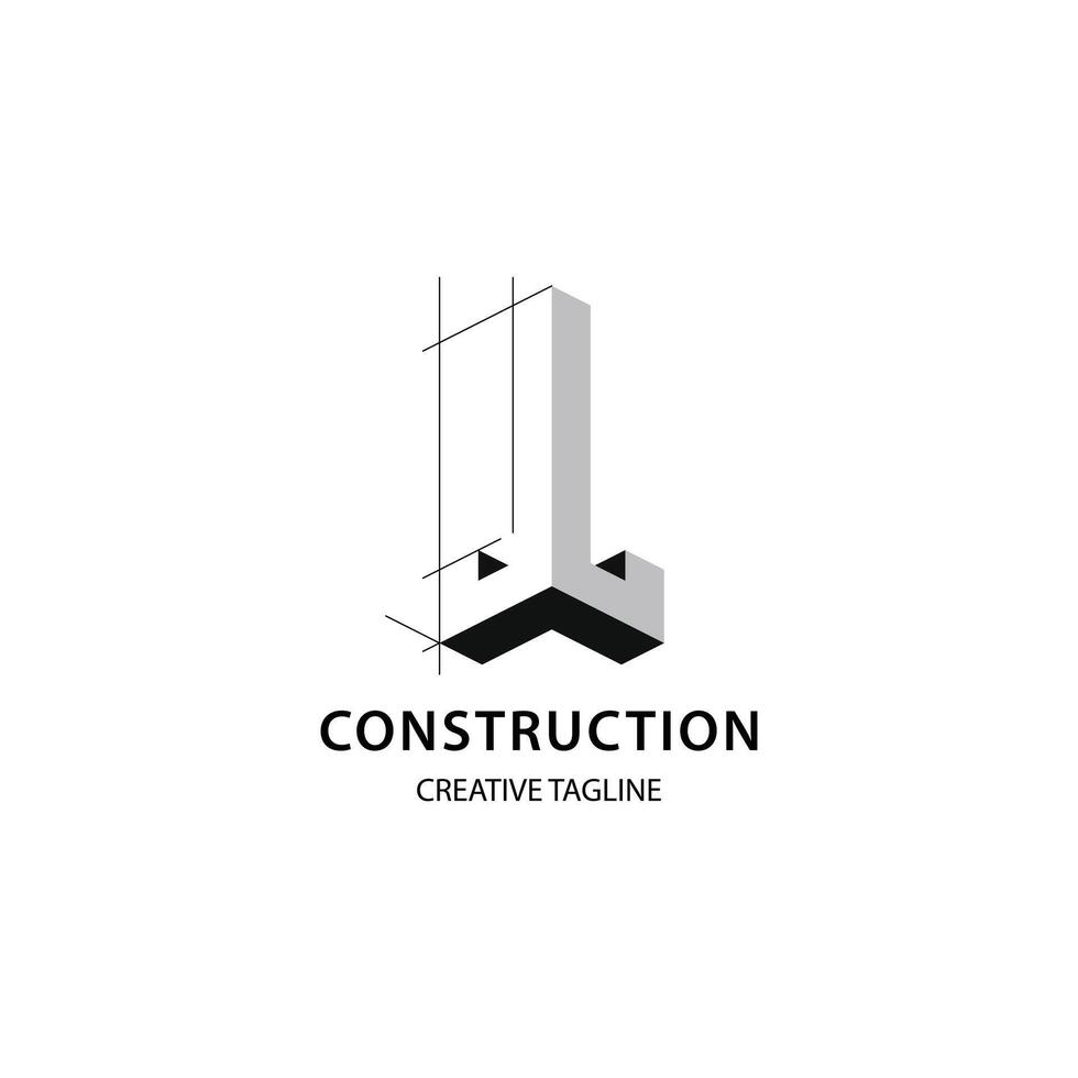 Letter J 3D logo for construction and architecture company. Property logo design template for your brand. vector