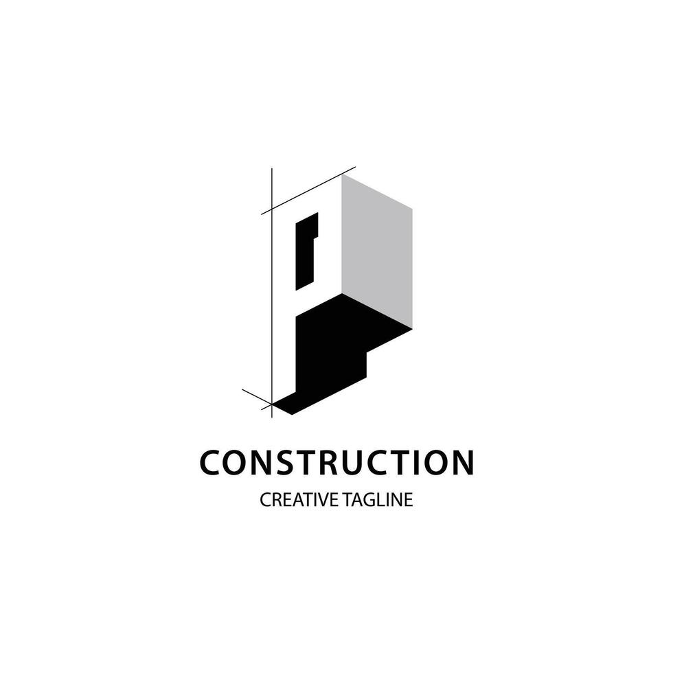 Letter P 3D logo for construction and architecture company. Property logo design template for your brand. vector