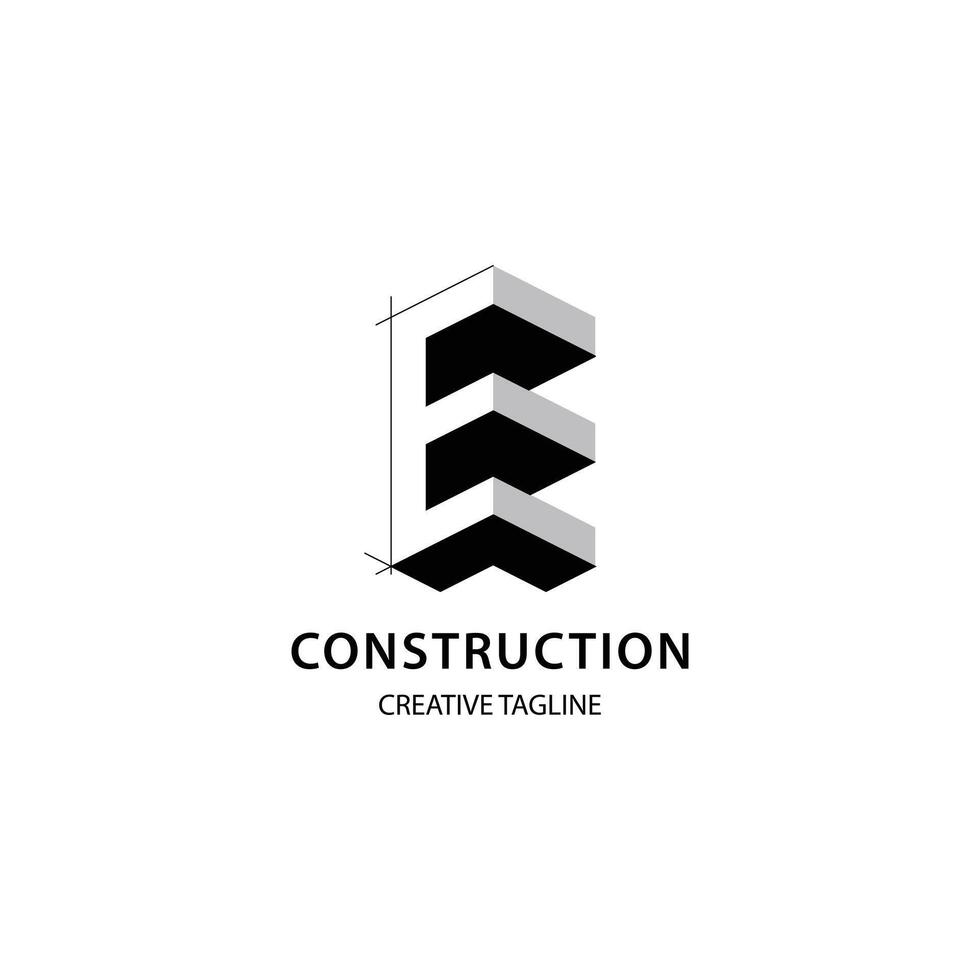 Letter E 3D logo for construction and architecture company. Property logo design template for your brand. vector