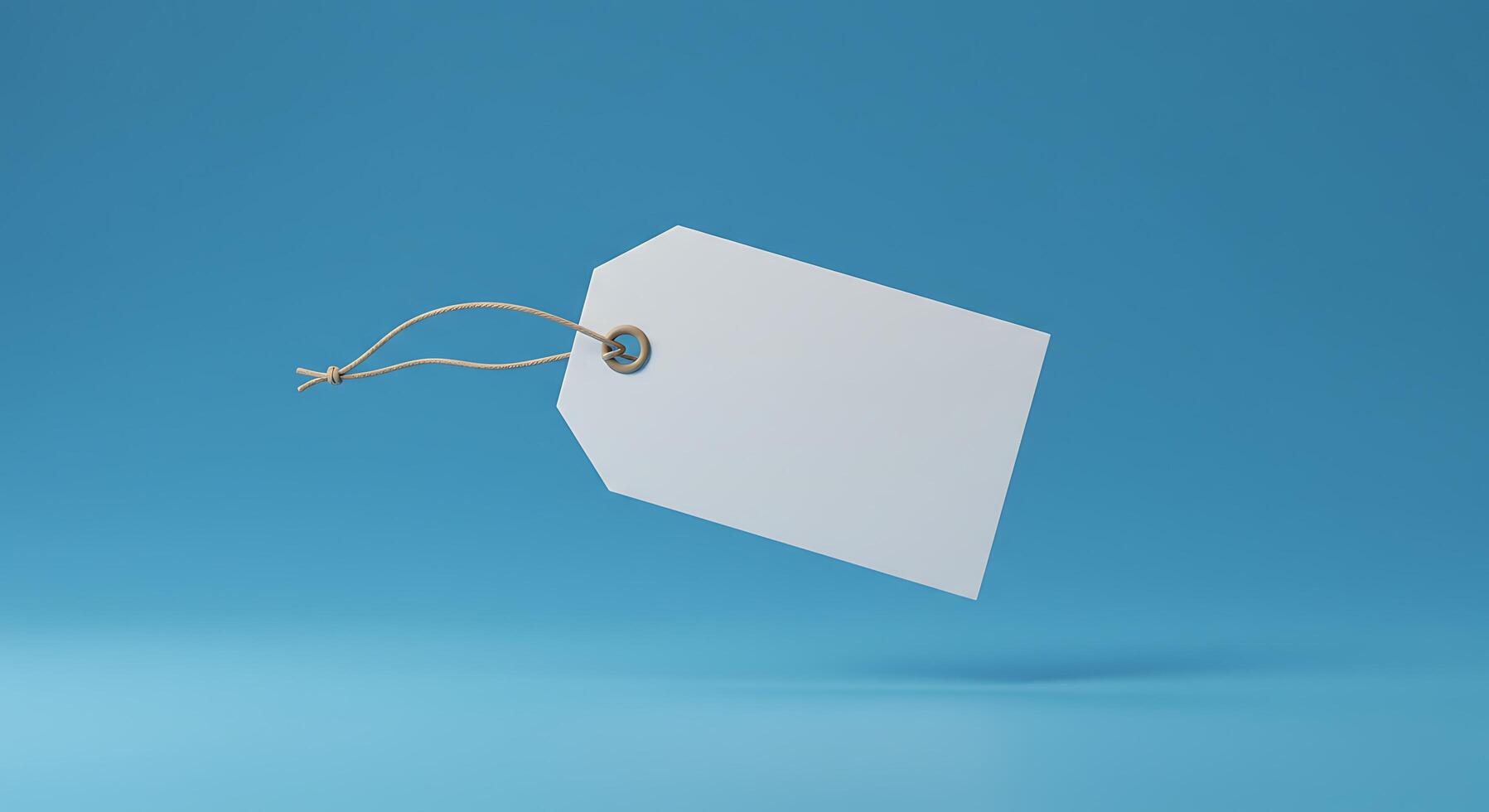 White blank price tag on blue background 3d render photo