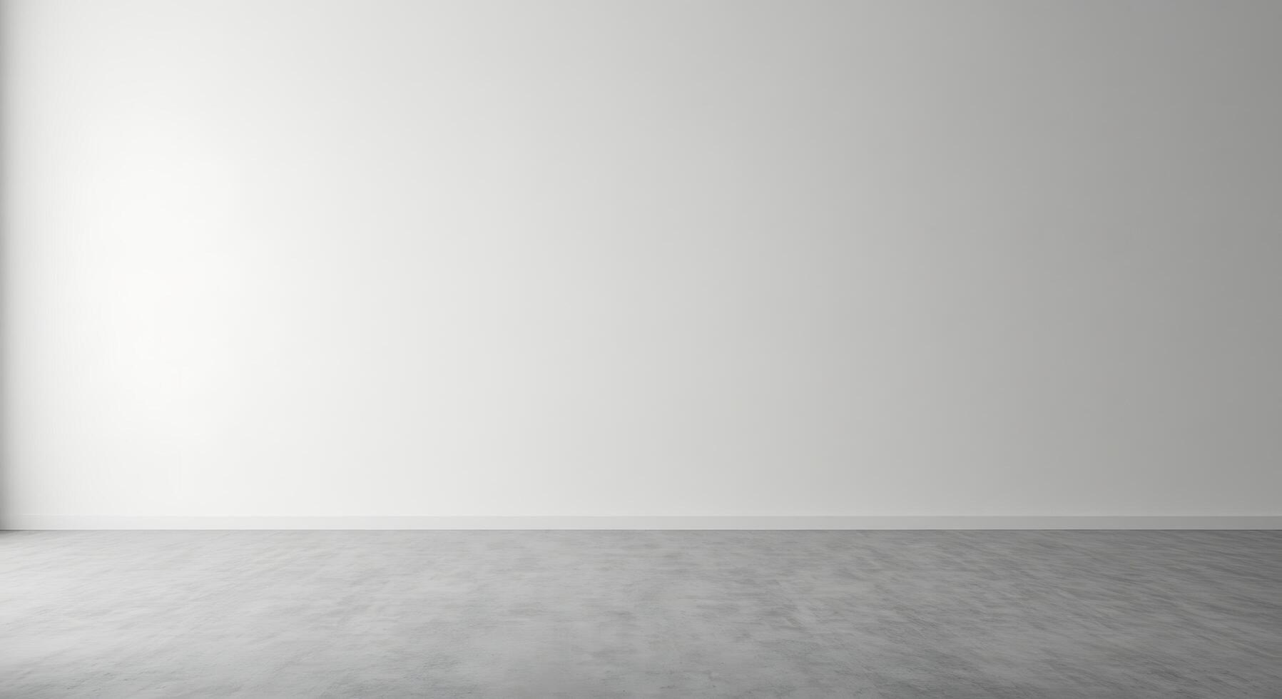 Empty room with white wall and floor photo