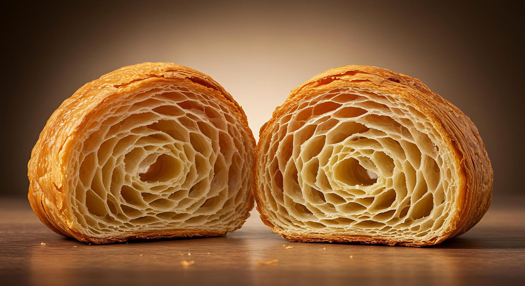 Two halves of a croissant photo