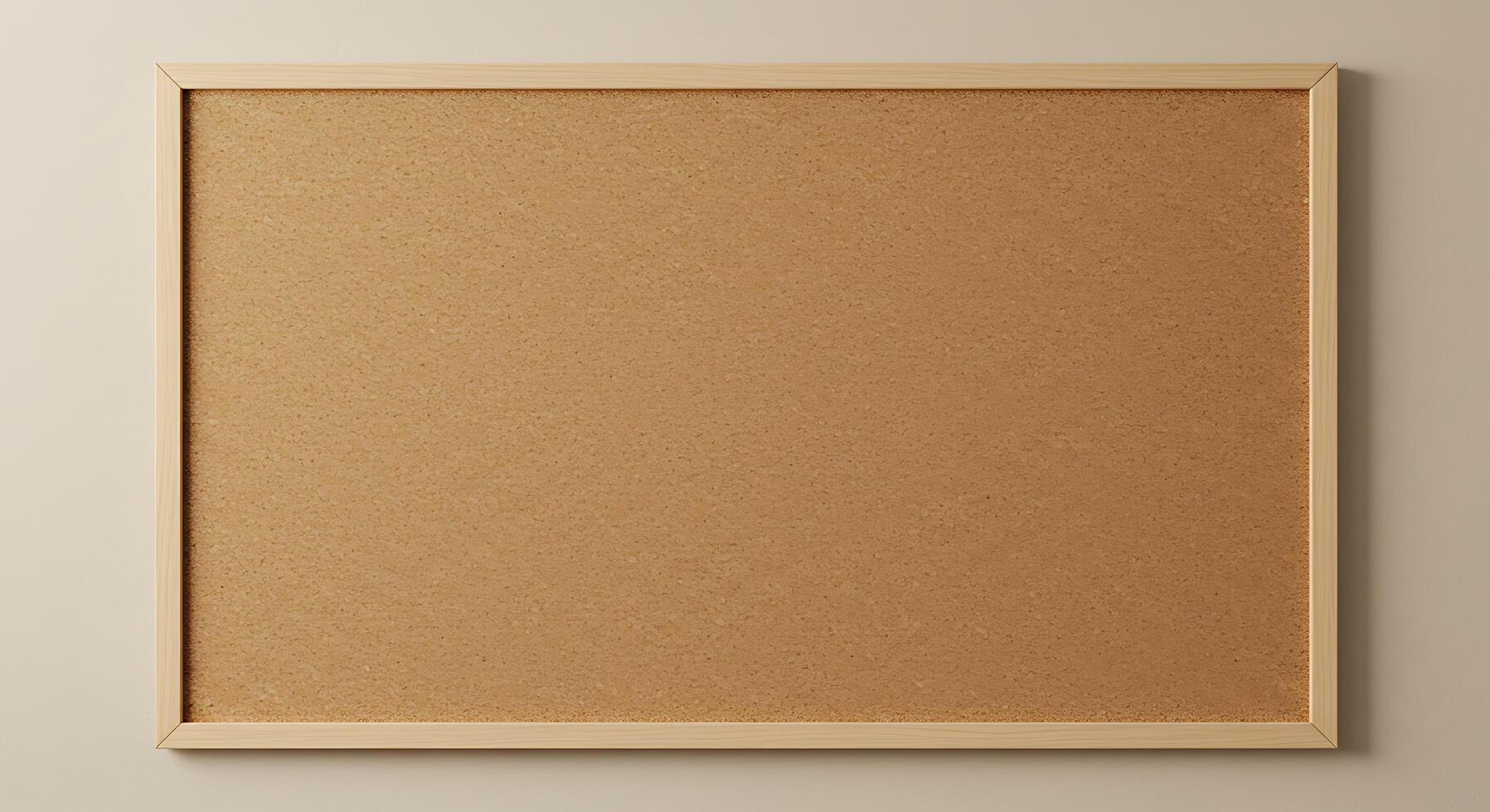A blank cork board on a wall photo