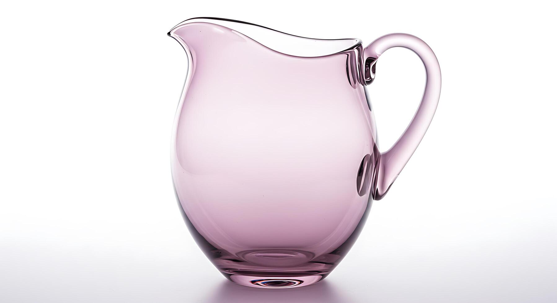 A glass pitcher with a purple handle photo