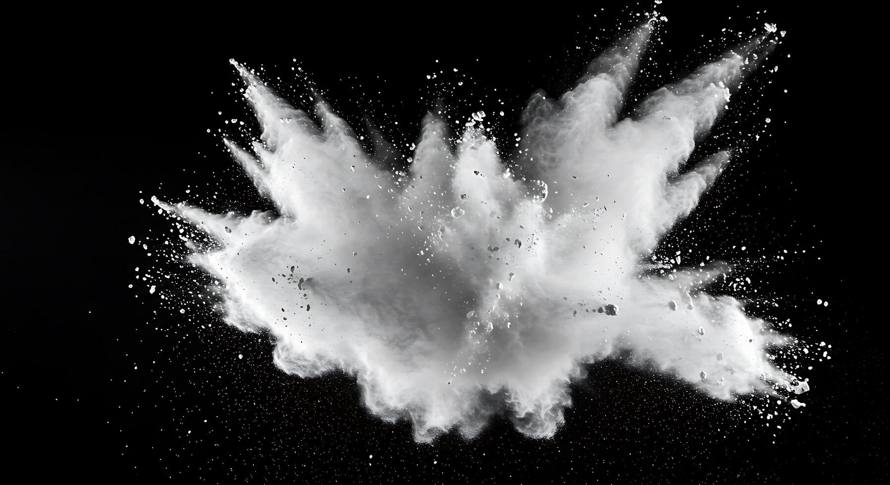 White powder exploding on a black background photo