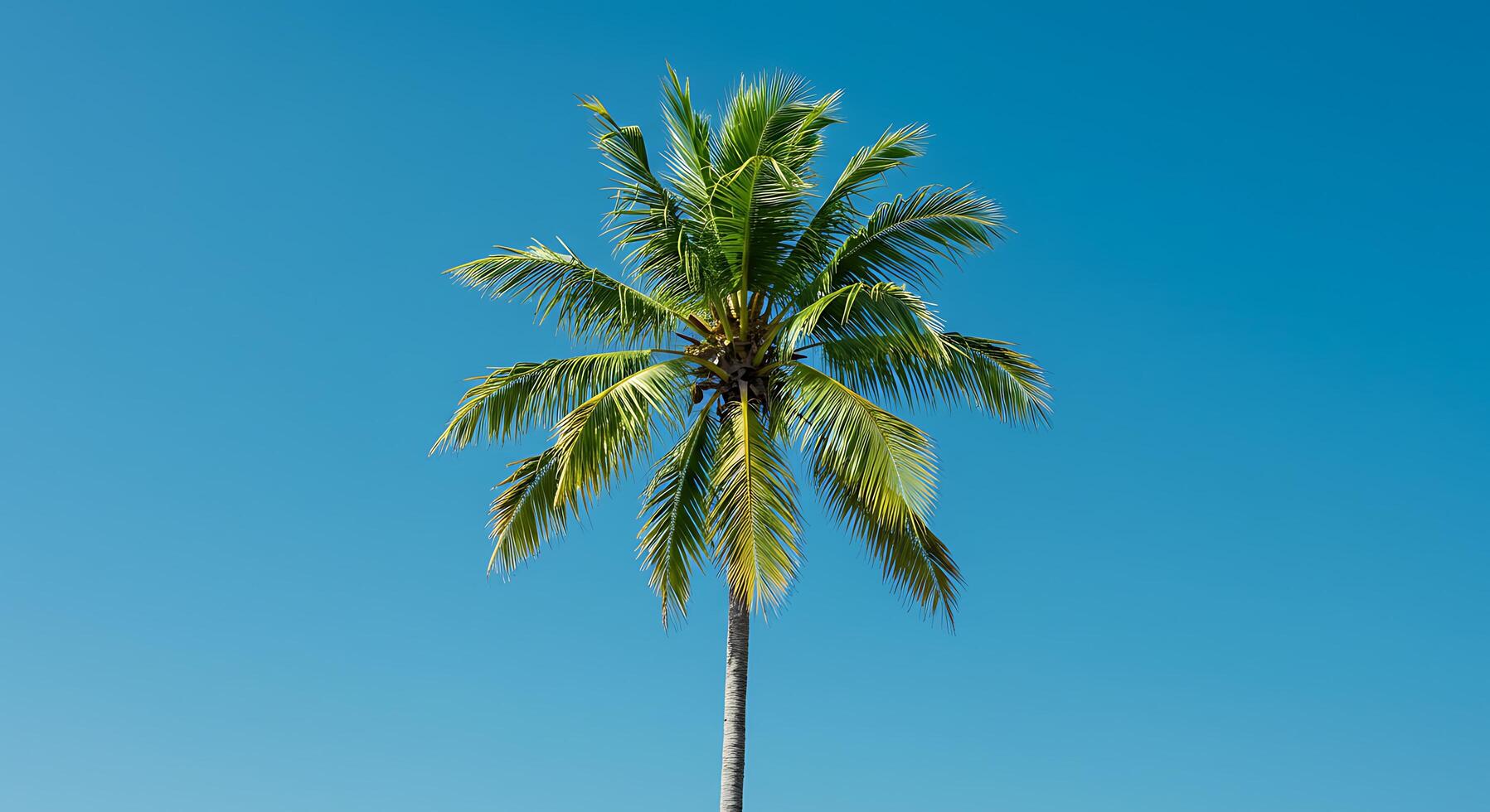 A palm tree stands alone on a beach photo
