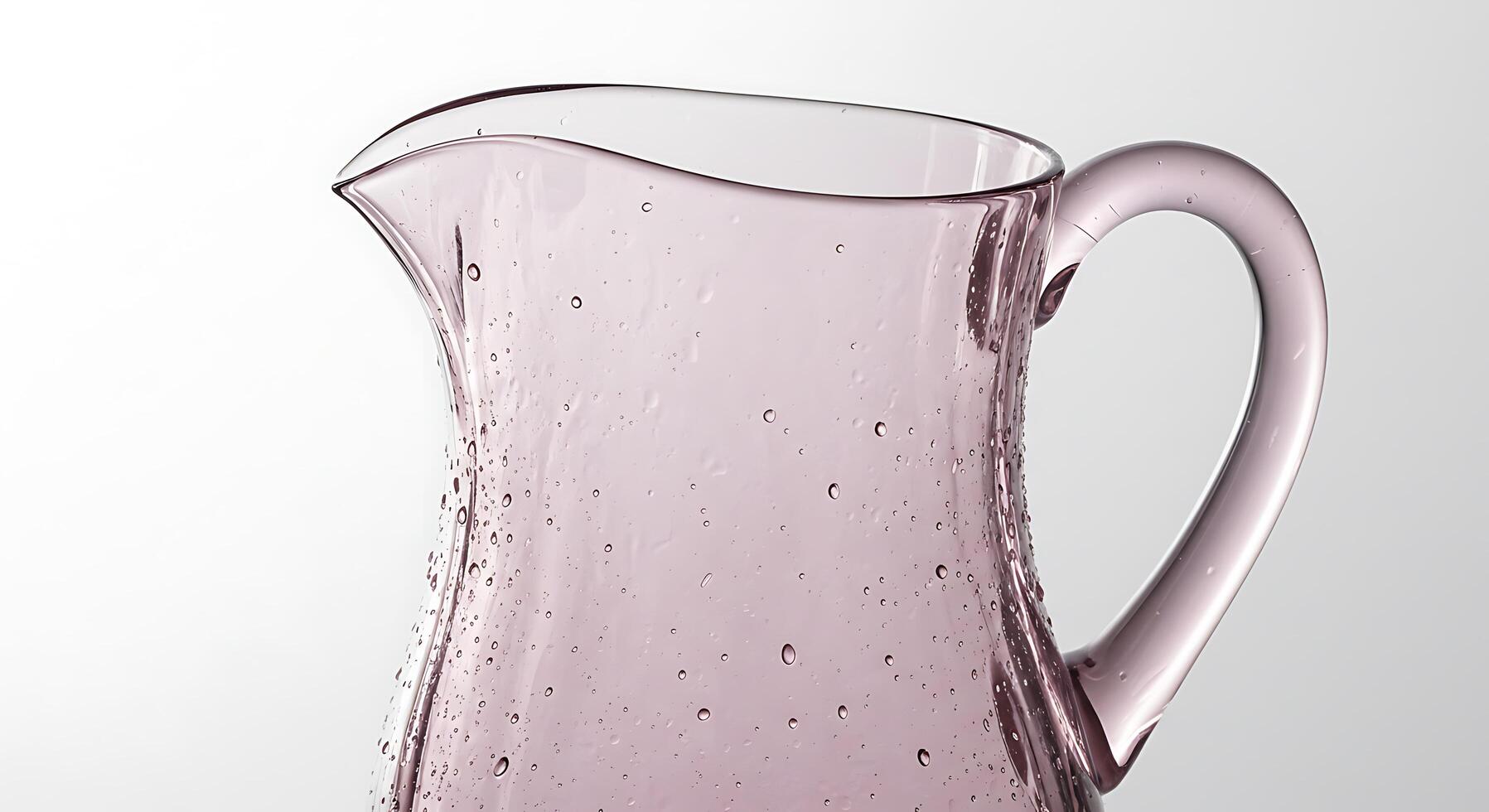 A purple glass pitcher with a handle photo