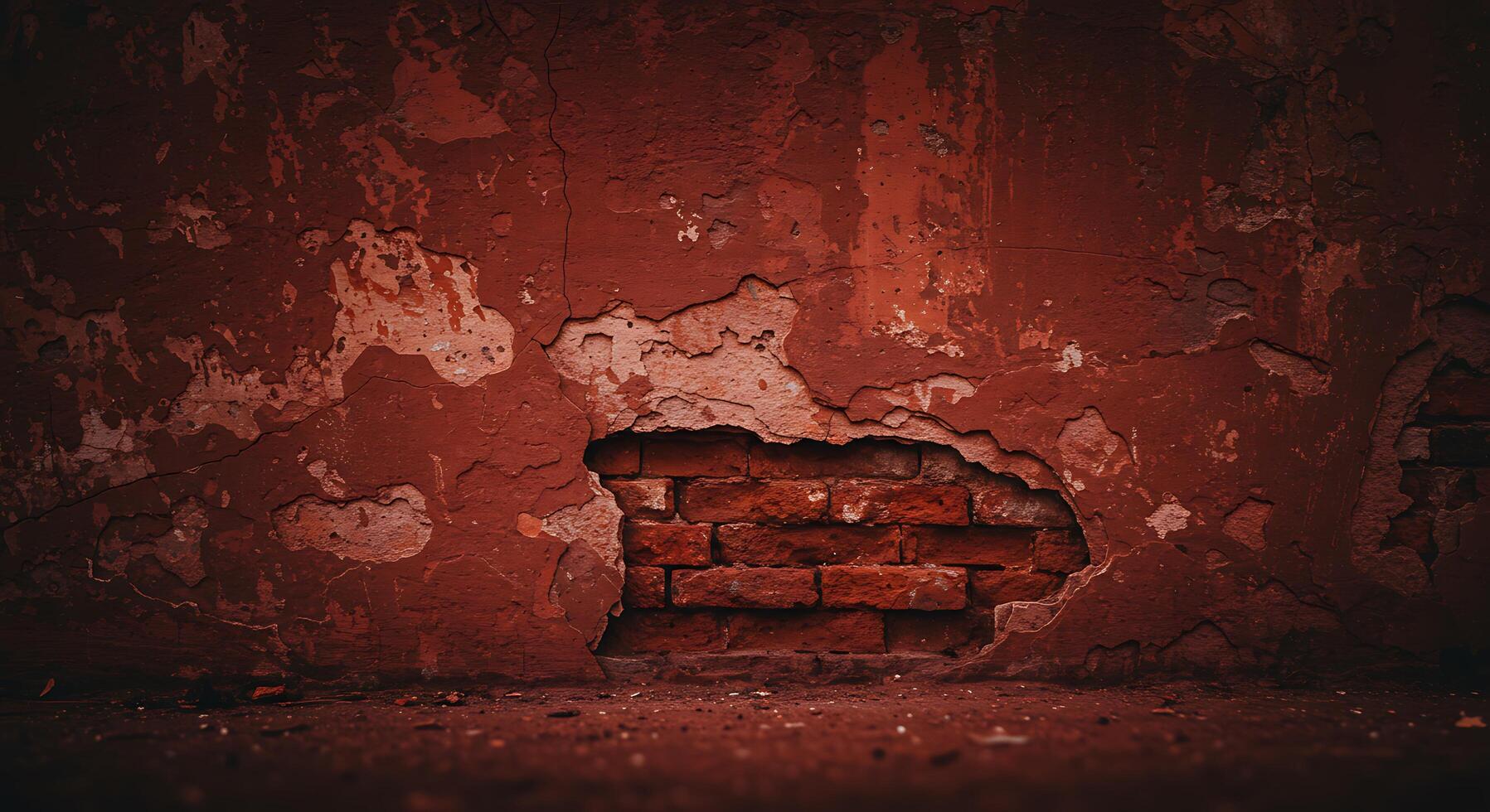 A red brick wall with a hole in it photo