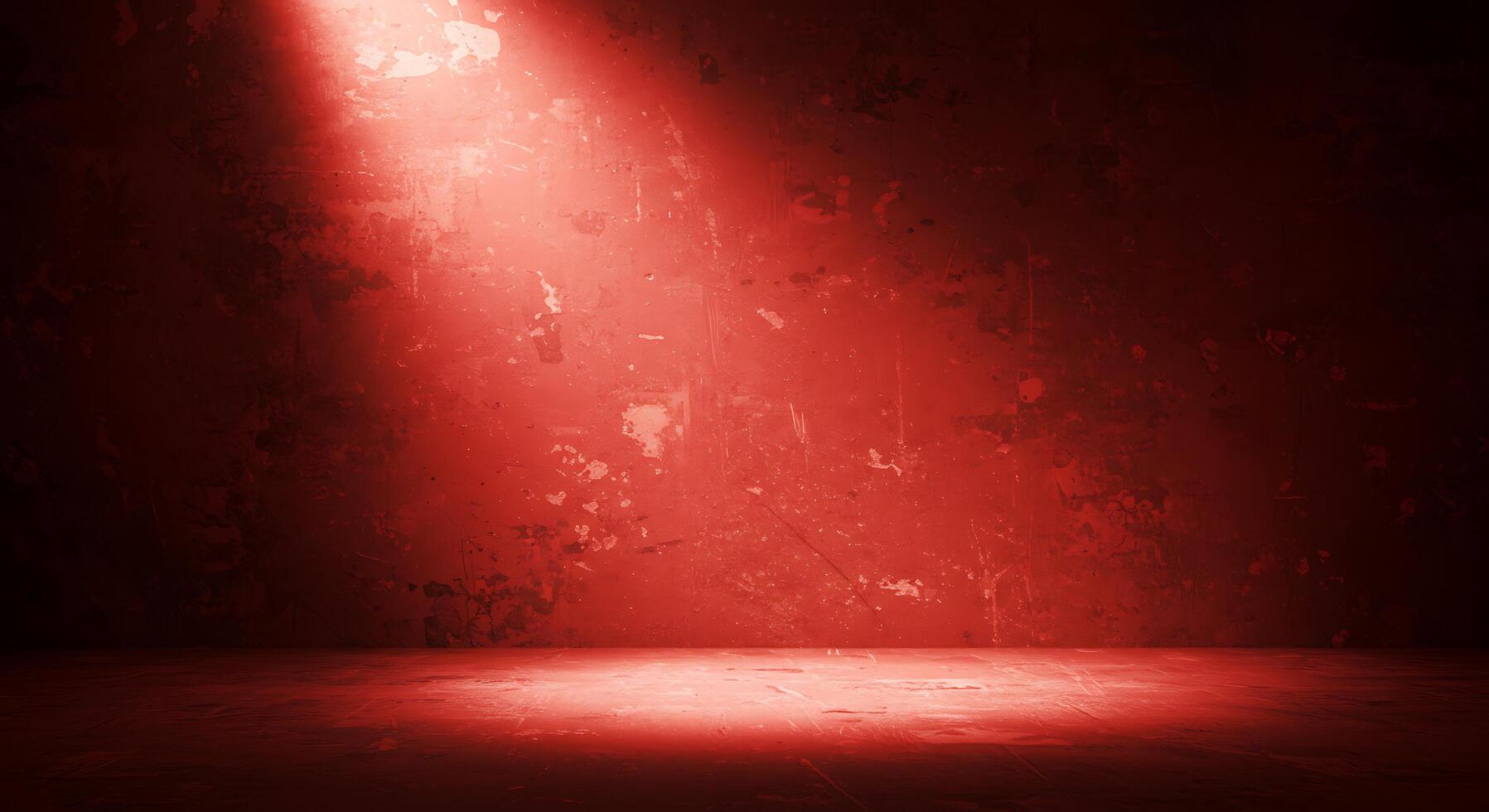 An empty room with red walls and a spotlight photo